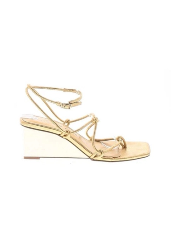 Katy Perry Collections Shoes - NEW NWT Katy Perry Sz 9.5 Gold Strappy Wedge Sandals with Ankle Tie